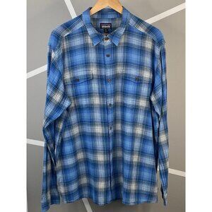 Patagonia Worn Wear Long Sleeve Steersman Shirt Men’s 2XL Blue Plaid Pockets